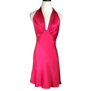 Vintage Victoria's Secret Gold Red Silk Charmeuse Halter Slip Strappy Lingerie S